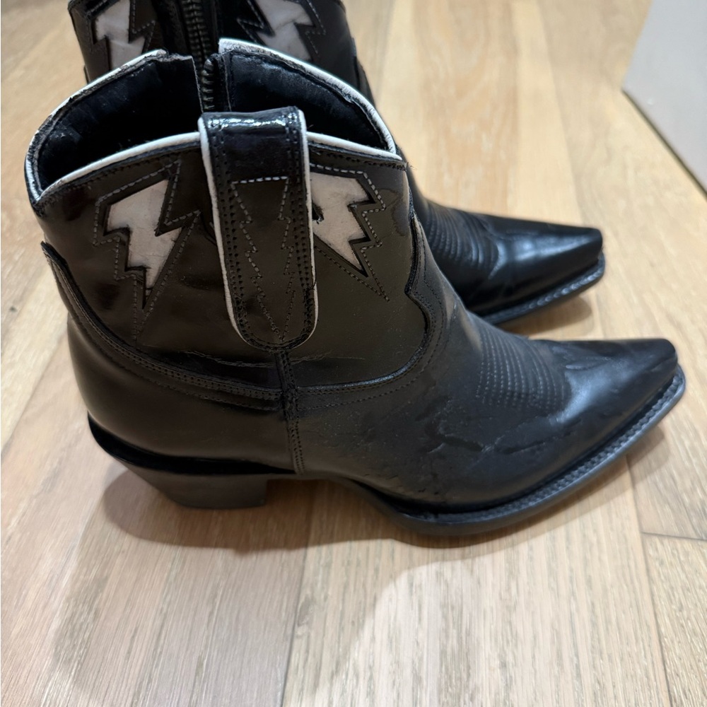 Thunderbolt Black Ankle Cowboy Boots - Picture 6 of 8